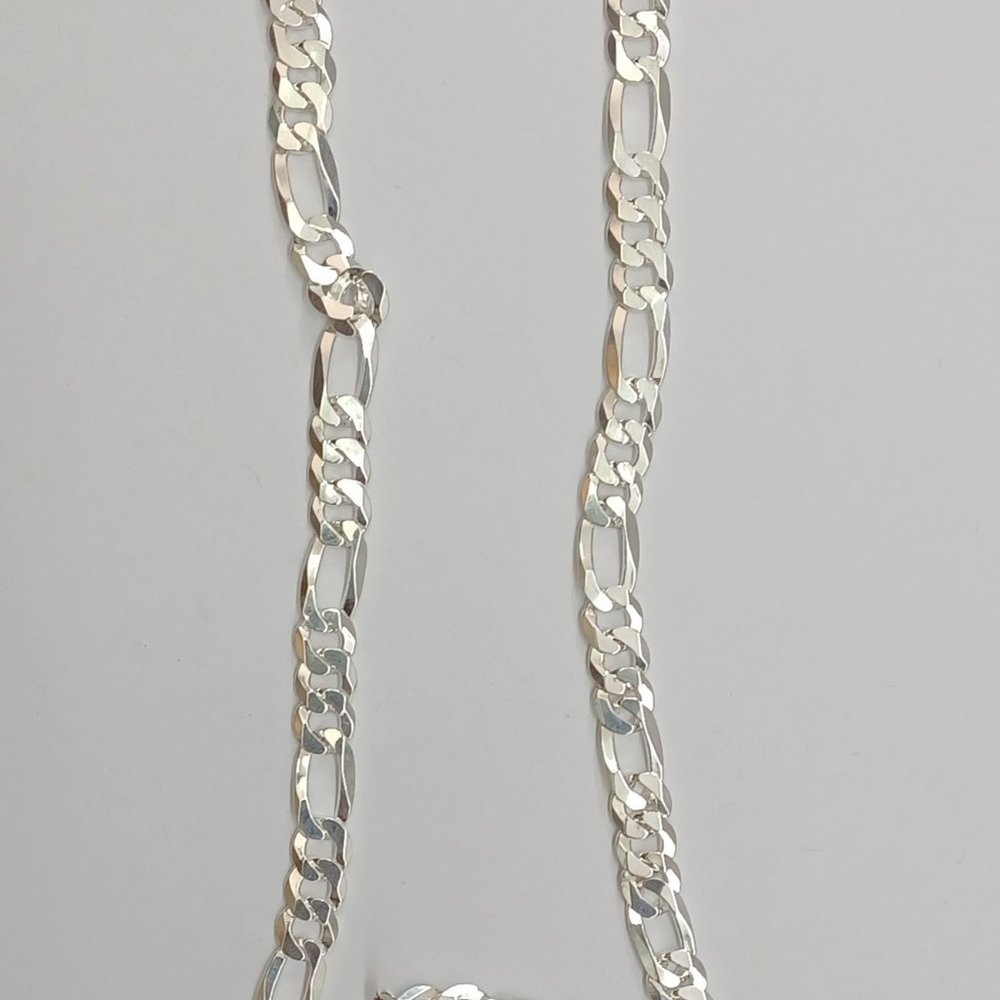 925 Sterling Silver Solid Chain Figaro Style - image 7